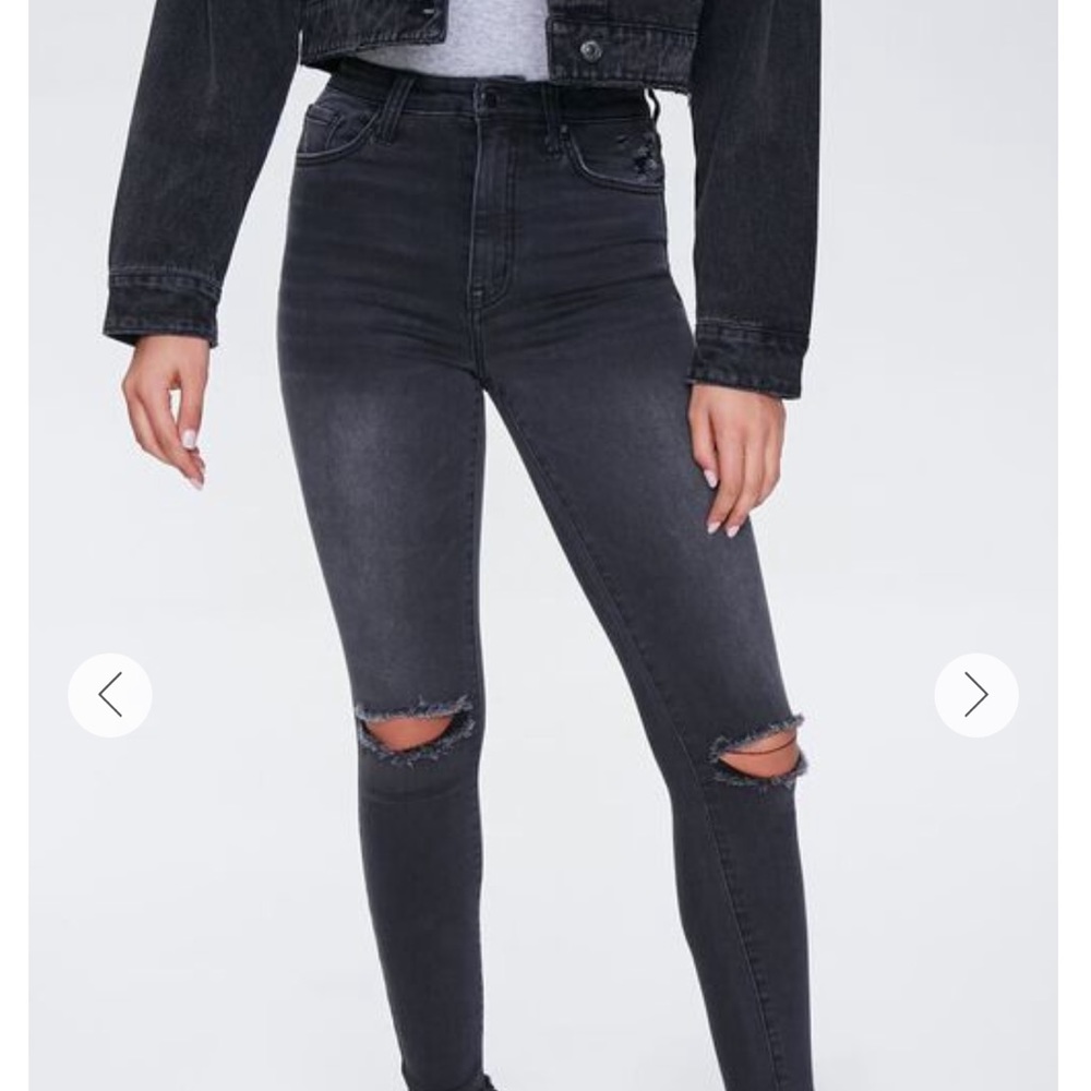 Black high waisted distressed jeans - size 26